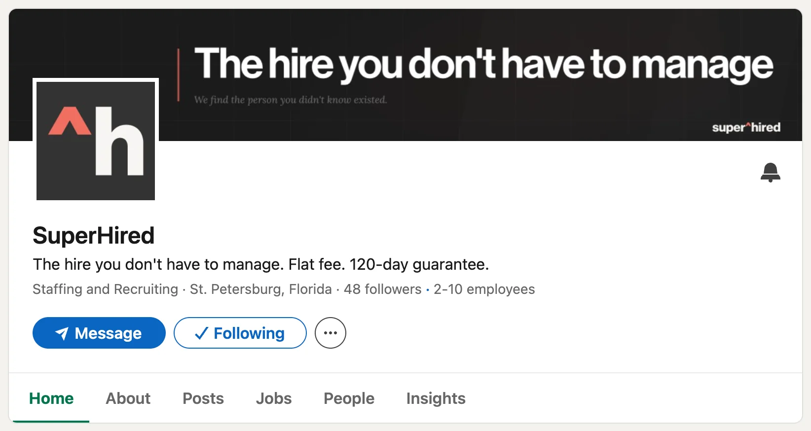 SuperHired LinkedIn company page